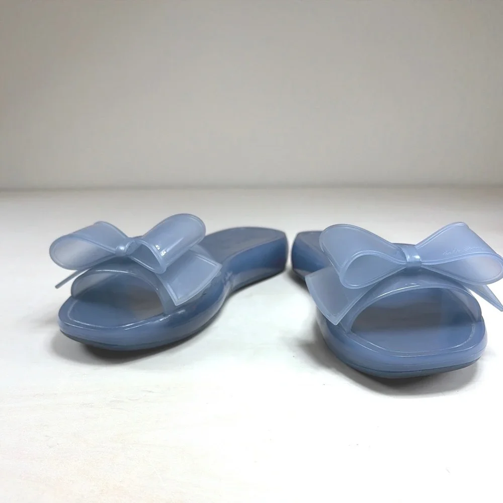 Kate Spade New York Blue Jelly Slide Sandals with Bow Detail Size 8